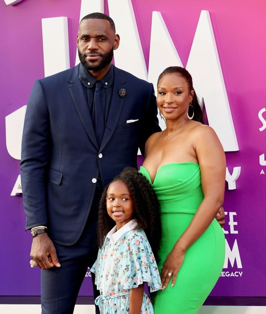 (L-R) LeBron James, Zhuri Nova James, and Savannah Brinson attend the premiere of Warner Bros. &quot;Space Jam: A New Legacy&quot;