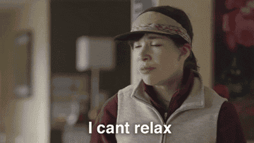 A GIF of a woman saying &quot;I can&#x27;t relax while there&#x27;s deals going on. We need to devour those&quot;