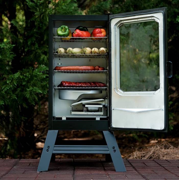 An image of a black electric smoker