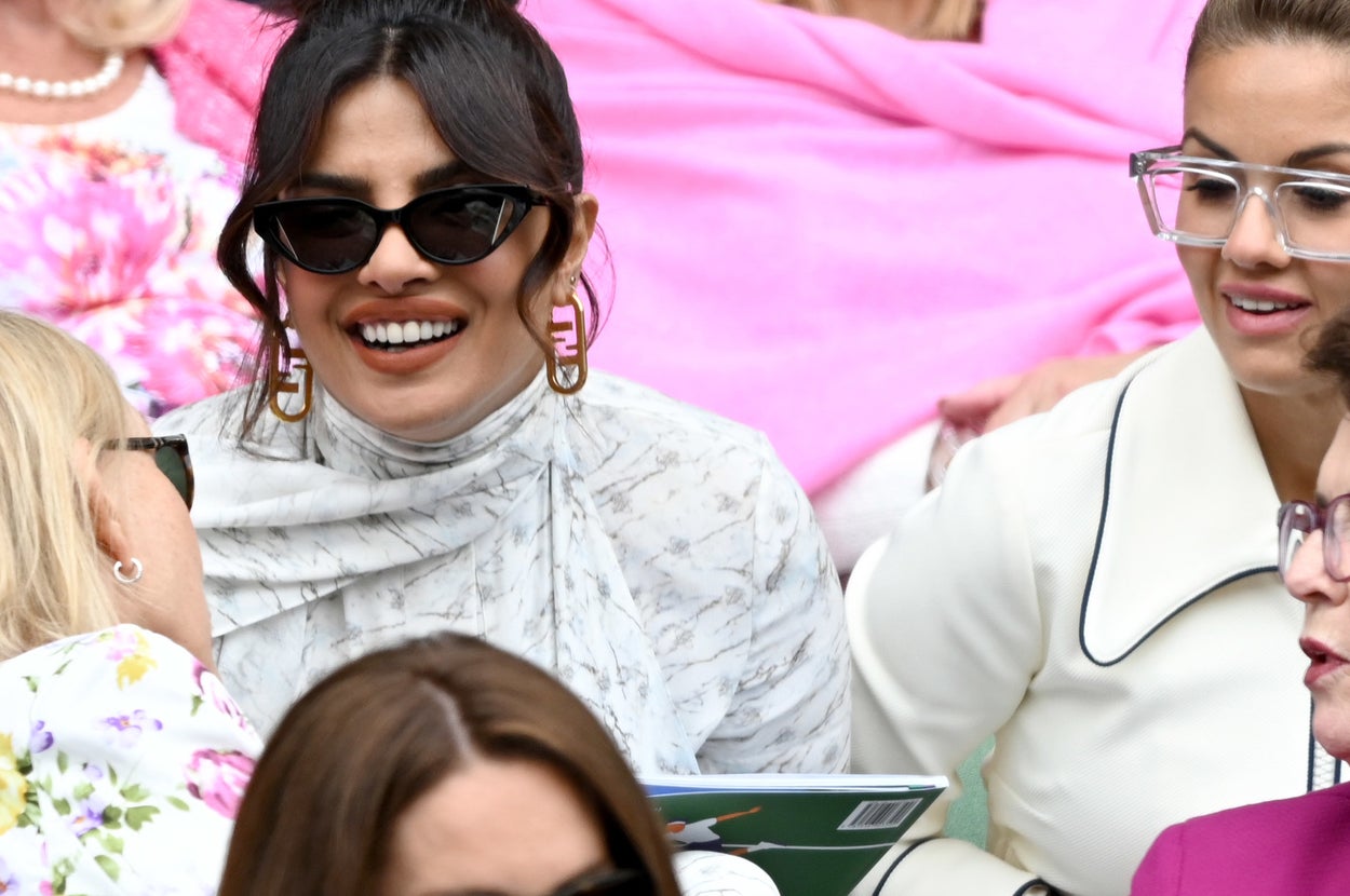 Priyanka Chopra is pictured during the Wimbledon Women's Final last weekend