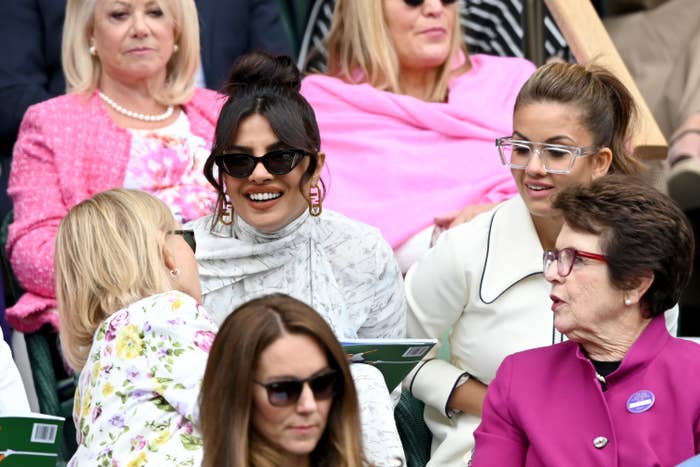 Priyanka Chopra is pictured during the Wimbledon Women's Final last weekend