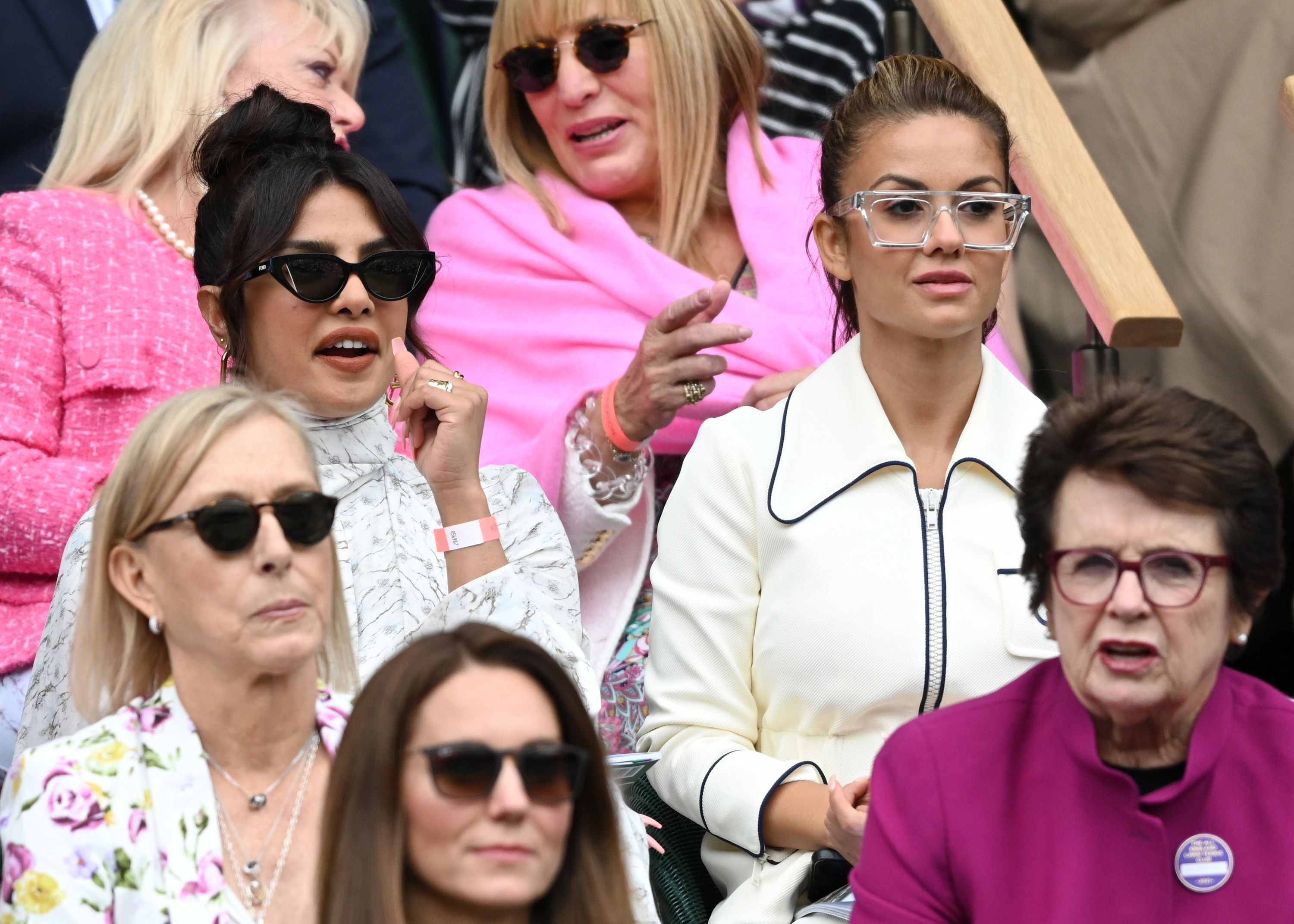 Priyanka Chopra and Kate Middleton are photographed during the Wimbledon Women&#x27;s Final on Saturday