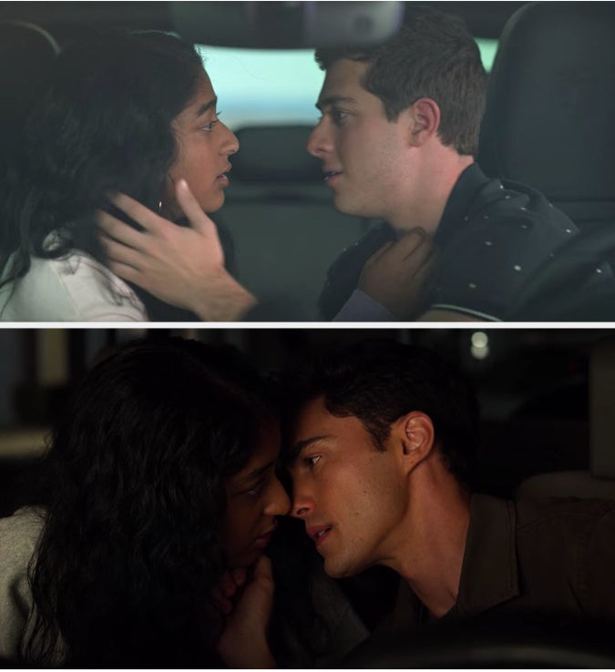 Devi and Ben kissing and Devi and Paxton kissing