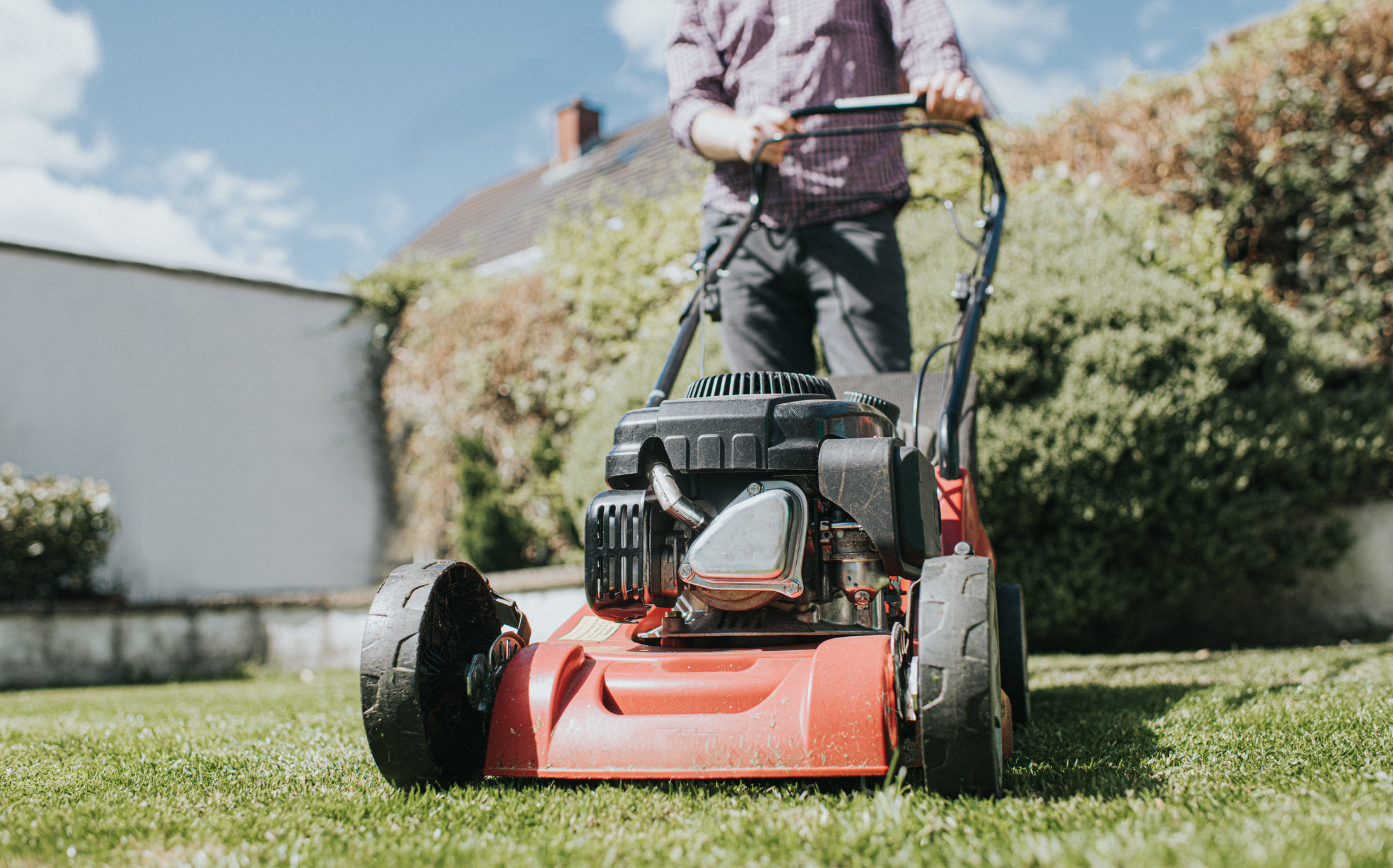 Person mowing the lawn