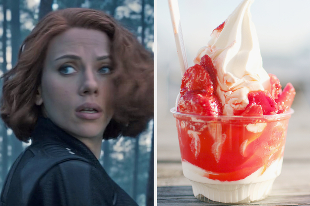 On the left, Black Widow, and on the right, a strawberry sundae
