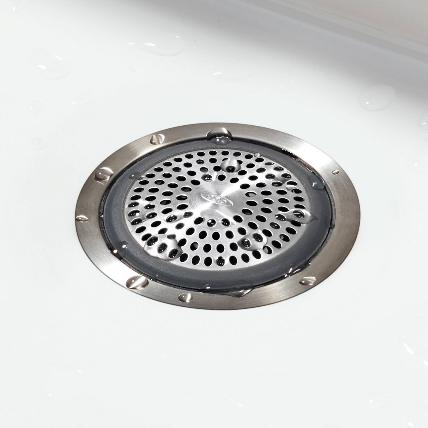 a silver bath drain strainer