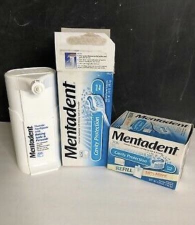 Mentadent toothpaste and dispenser