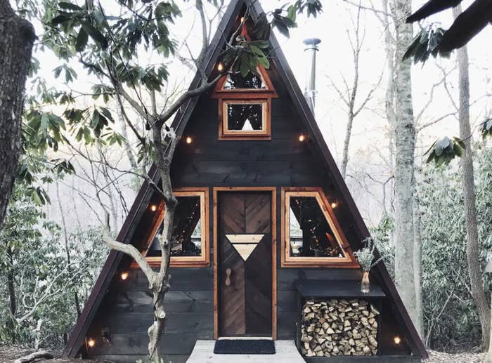 Little A-frame house in the woods