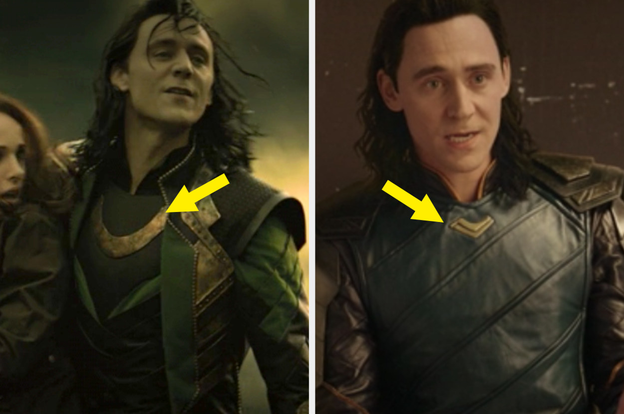 Loki&#x27;s large, gold necklace in Dark World vs. Loki&#x27;s small, gold mini necklace in Ragnarok