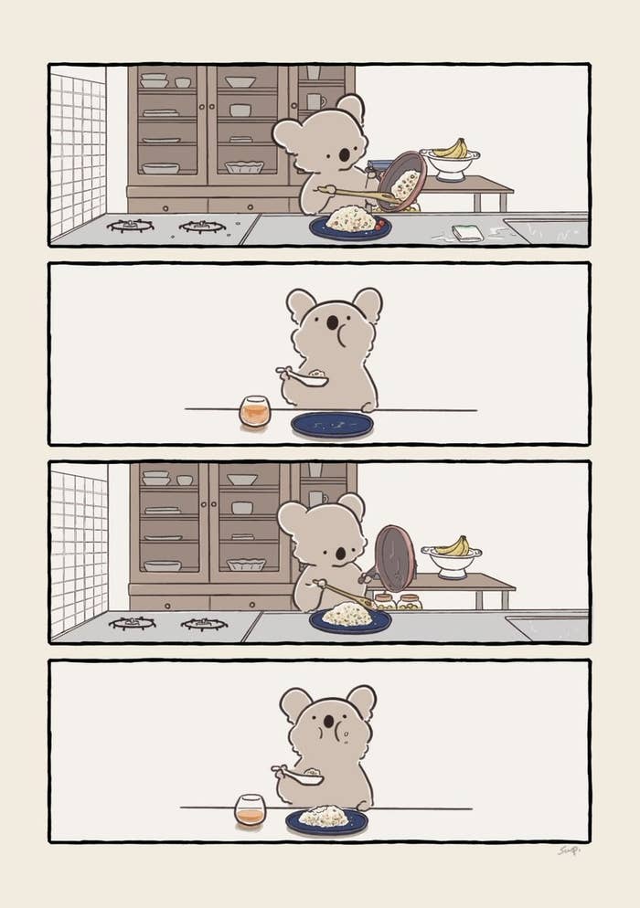 自炊あるあるw ぬるっとモグモグするコアラの4コマ漫画に共感の声集まる 自炊あるあるw ぬるっとモグモグするコアラの4コマ漫画に共感の声集まる
