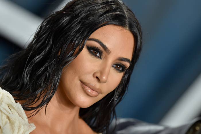 Kim Kardashian is pictured at the 2020 Vanity Fair Oscar Party