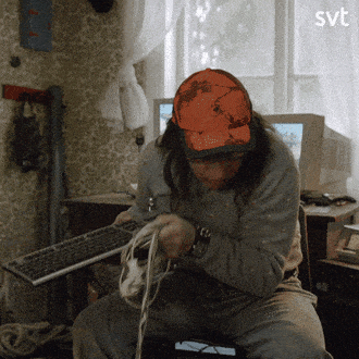 Person pulling cables from the ground