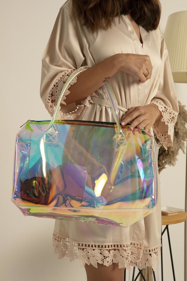 Clear iridescent best sale duffle bag