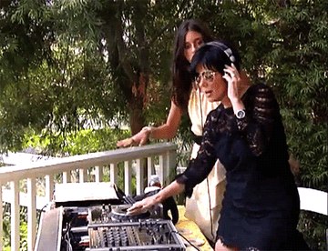 Kris Jenner DJ&#x27;ing in a backyard