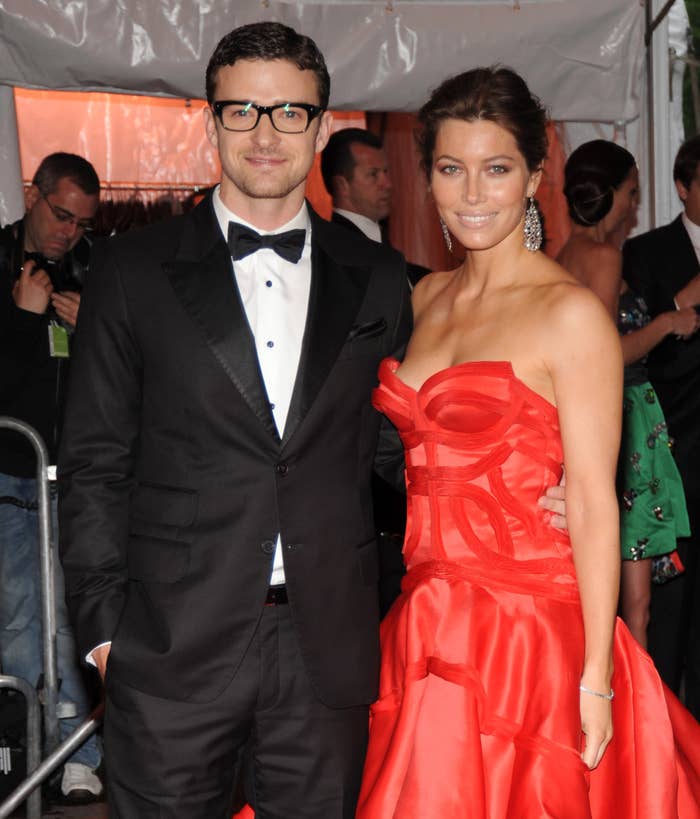 Justin Timberlake and Jessica Biel on the red carpet for an event
