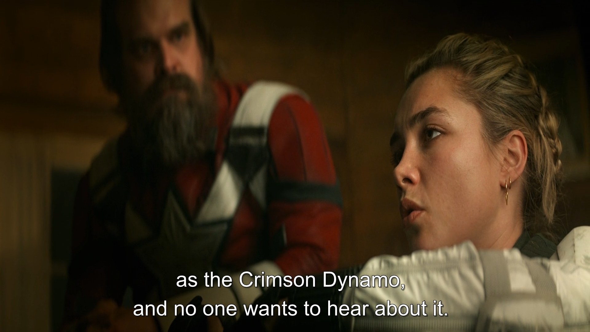 While berating, Yelena deliberately calls Alexei "Crimson Dynamo".