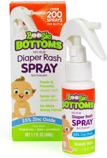 The bottle of diaper rash cream spray