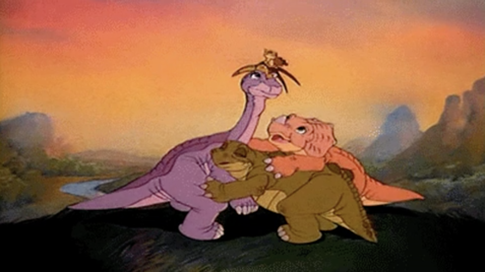 The dinosaurs hugging