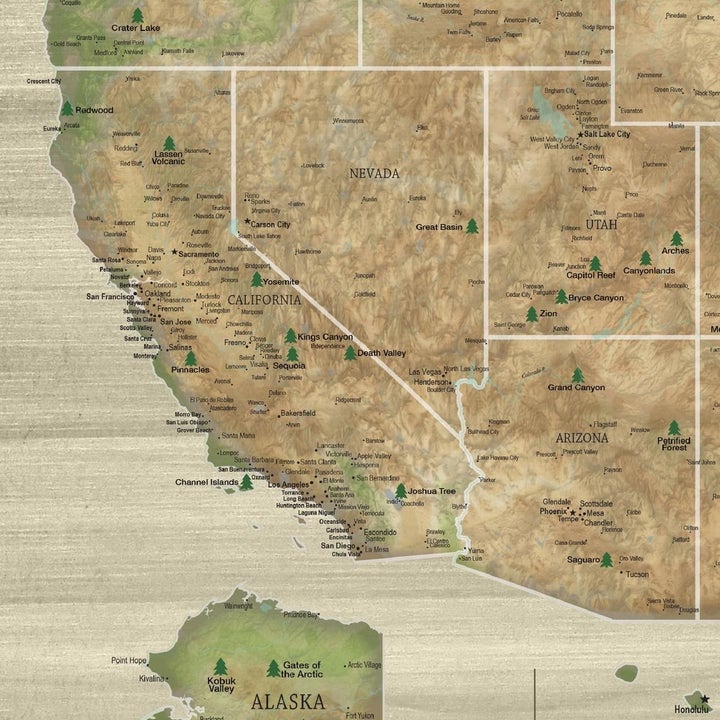 Close-up of the push pin map