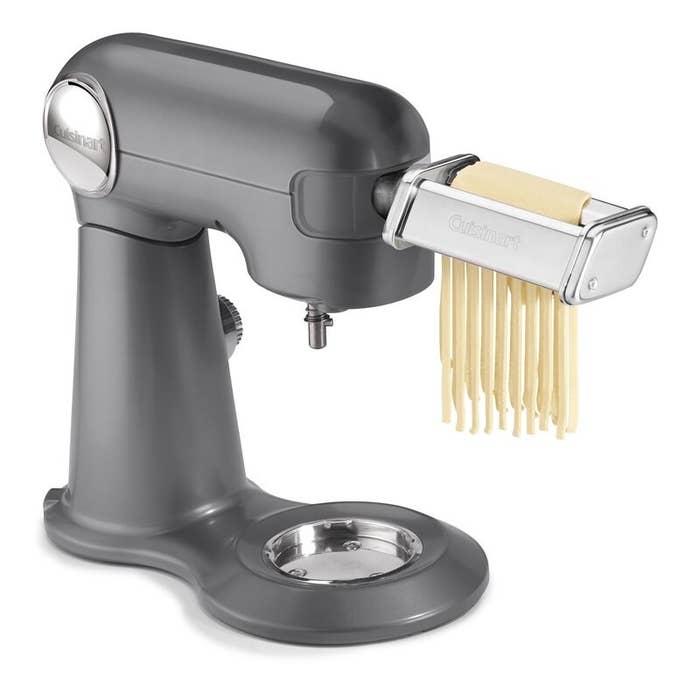 the mixer with the pasta cutter attachment