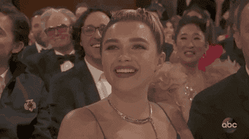 Florence Pugh gives a smile at the Academy Awards