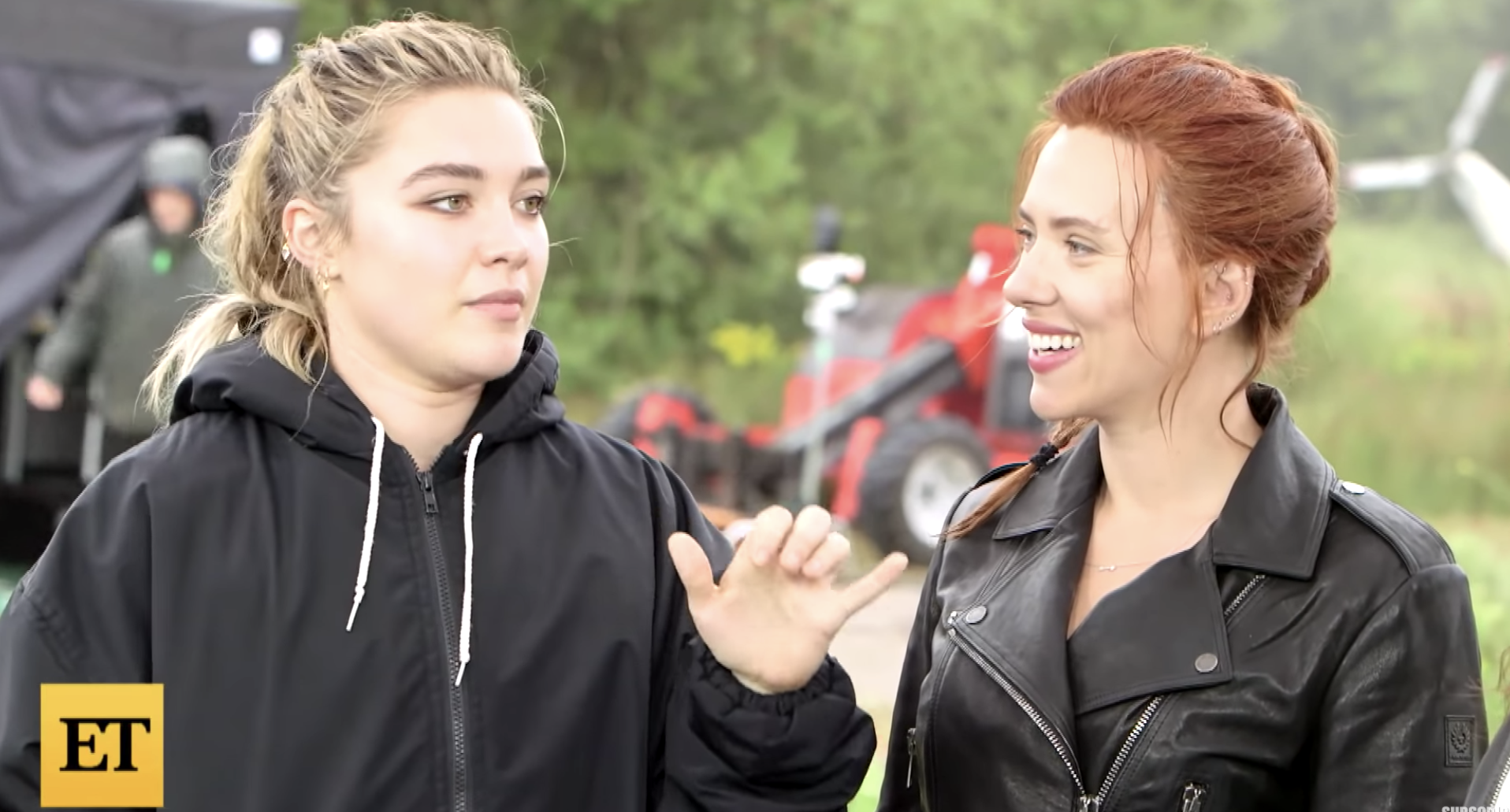 Scarlett johansson gazing adoringly at florence pugh