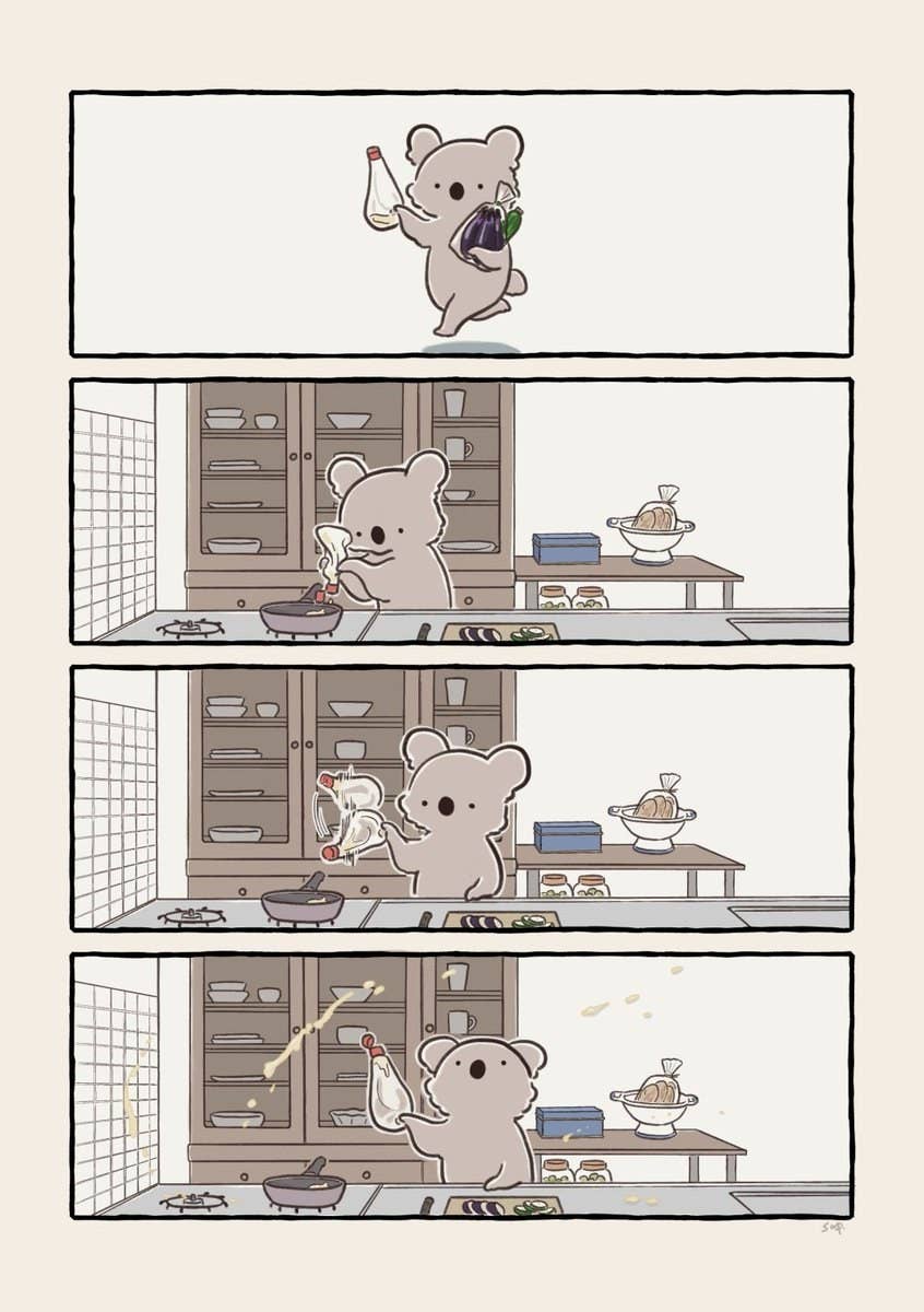 自炊あるあるw ぬるっとモグモグするコアラの4コマ漫画に共感の声集まる 自炊あるあるw ぬるっとモグモグするコアラの4コマ漫画に共感の声集まる