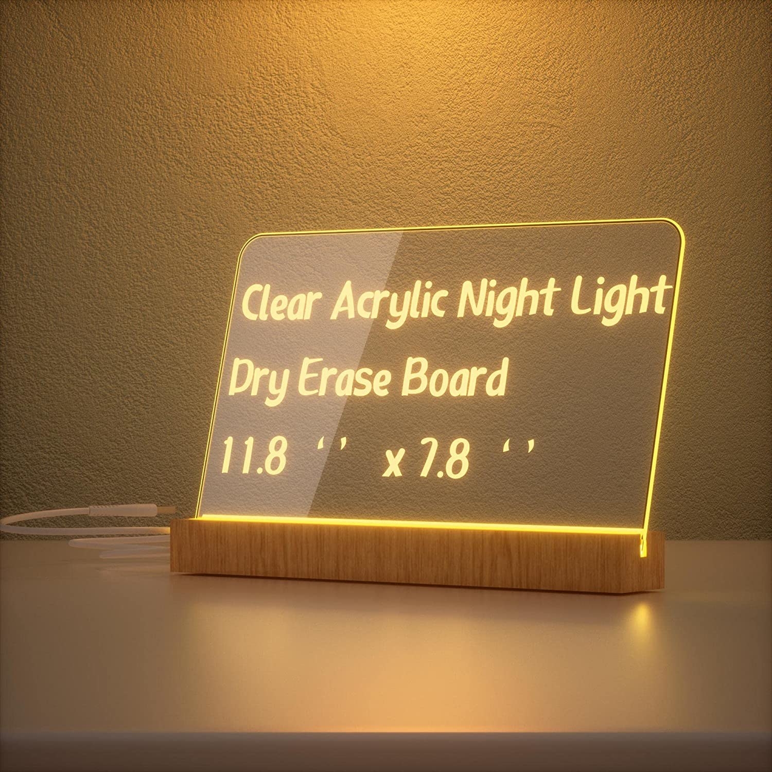 the acrylic dry erase board on its light up stand