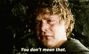 Samwise, crying, &quot;You don&#x27;t mean that.&quot;