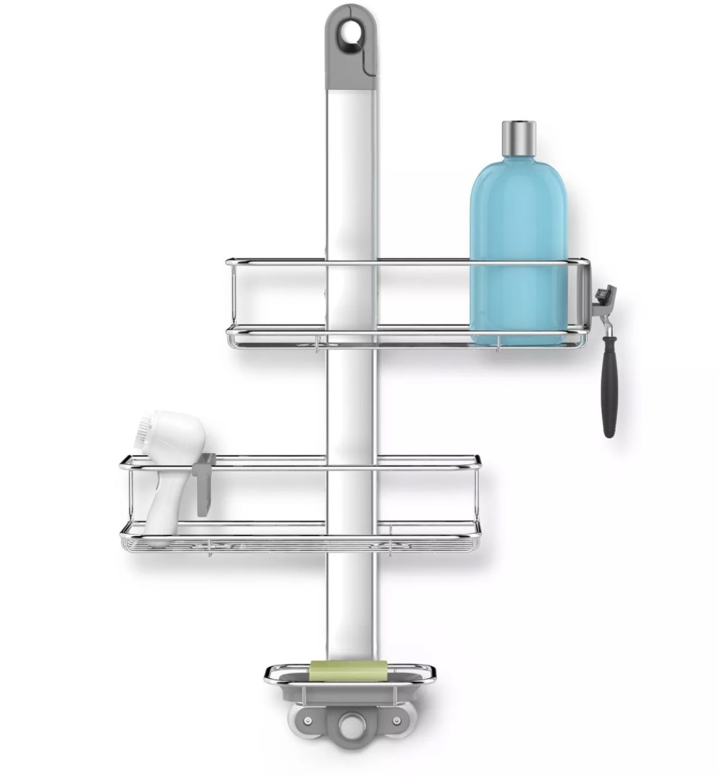 Shower caddy hanging in shower