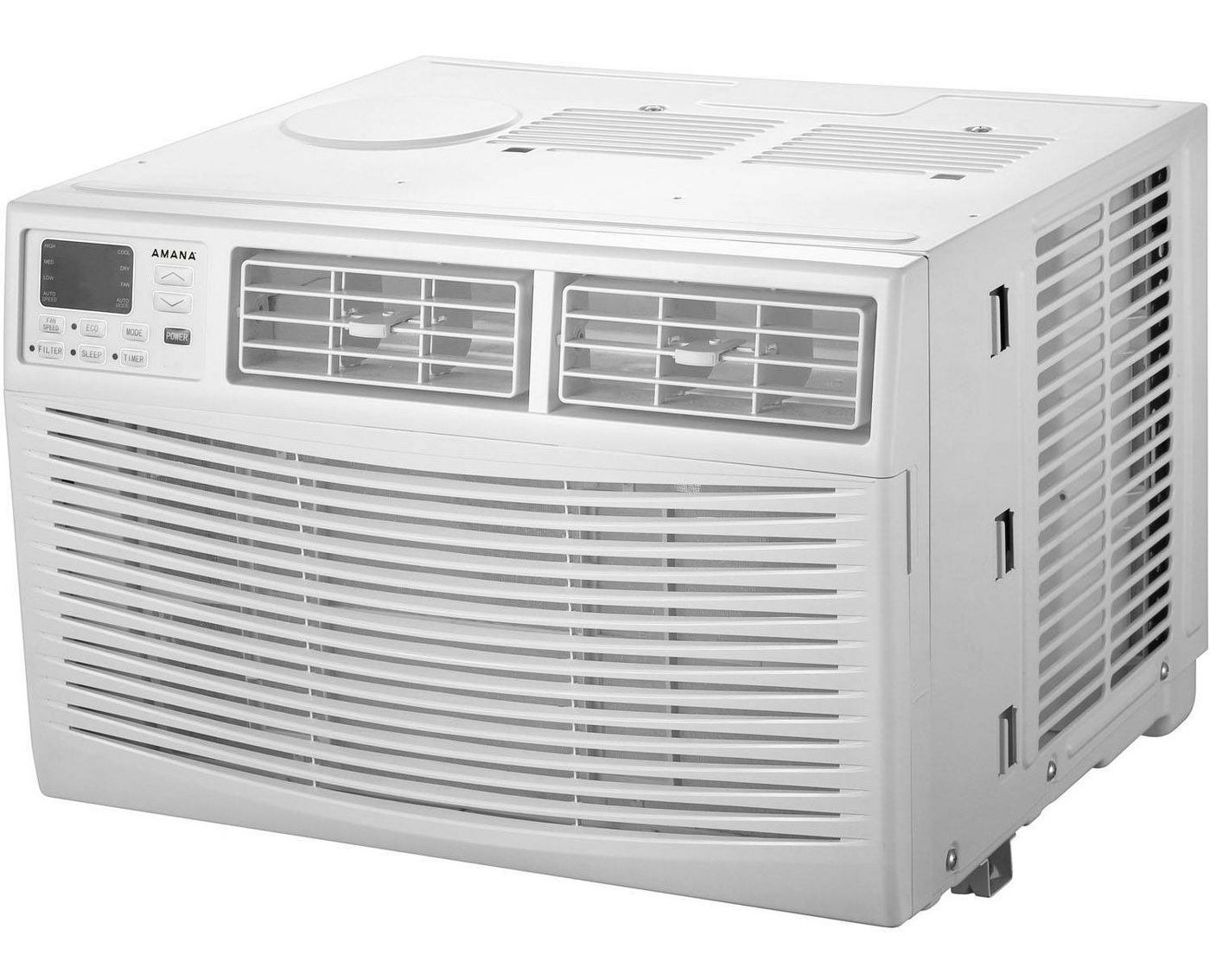 The air conditioner. It's white.