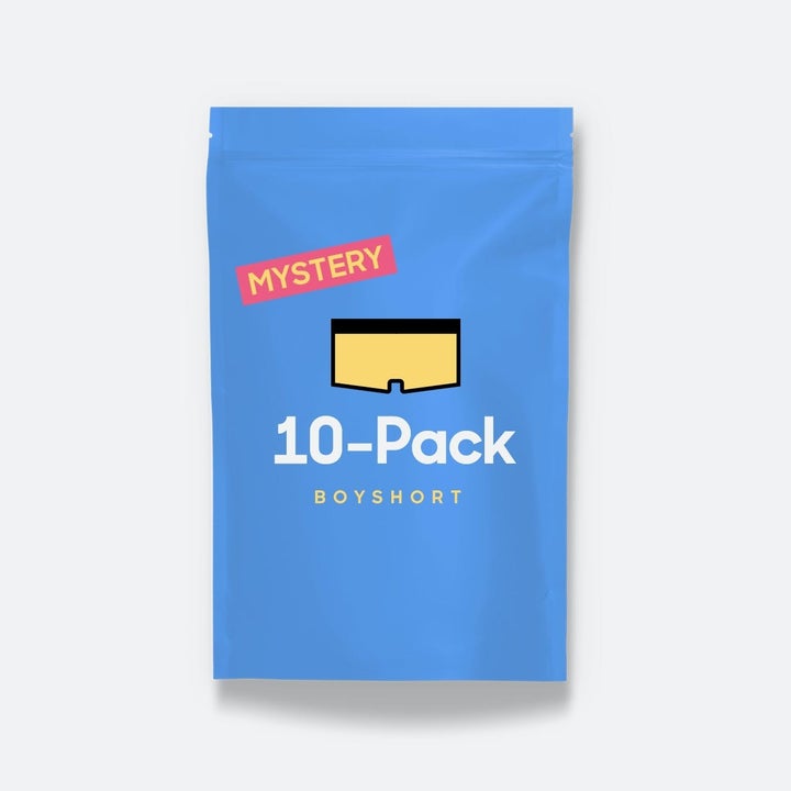 blue package of mystery 10-pack of meundies boyshorts
