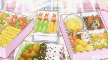 characters the anime My Love Story!!! having a bento box picnic