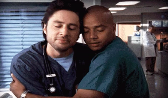 Zach and Donald hug on &quot;Scrubs&quot;