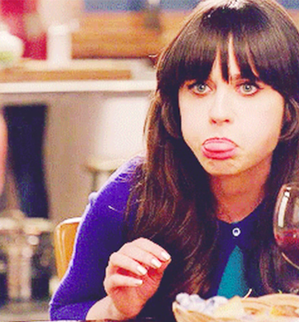 Jess from &quot;New Girl&quot; sticking out her tongue