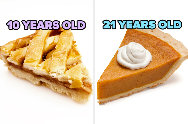 On the left, a slice of apple pie labeled