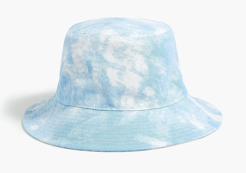 blue tie-dyed bucket hat