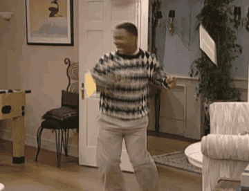 Carlton Banks spins in excitement