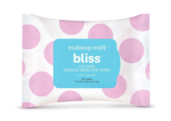 A pack of Bliss makeup remover wipes