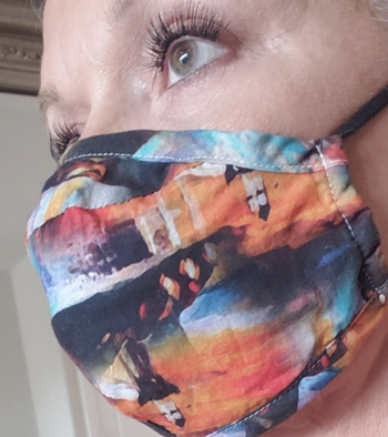 person with bracket and mask on 