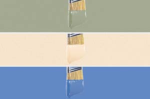 Split frame of 3 paint brushes