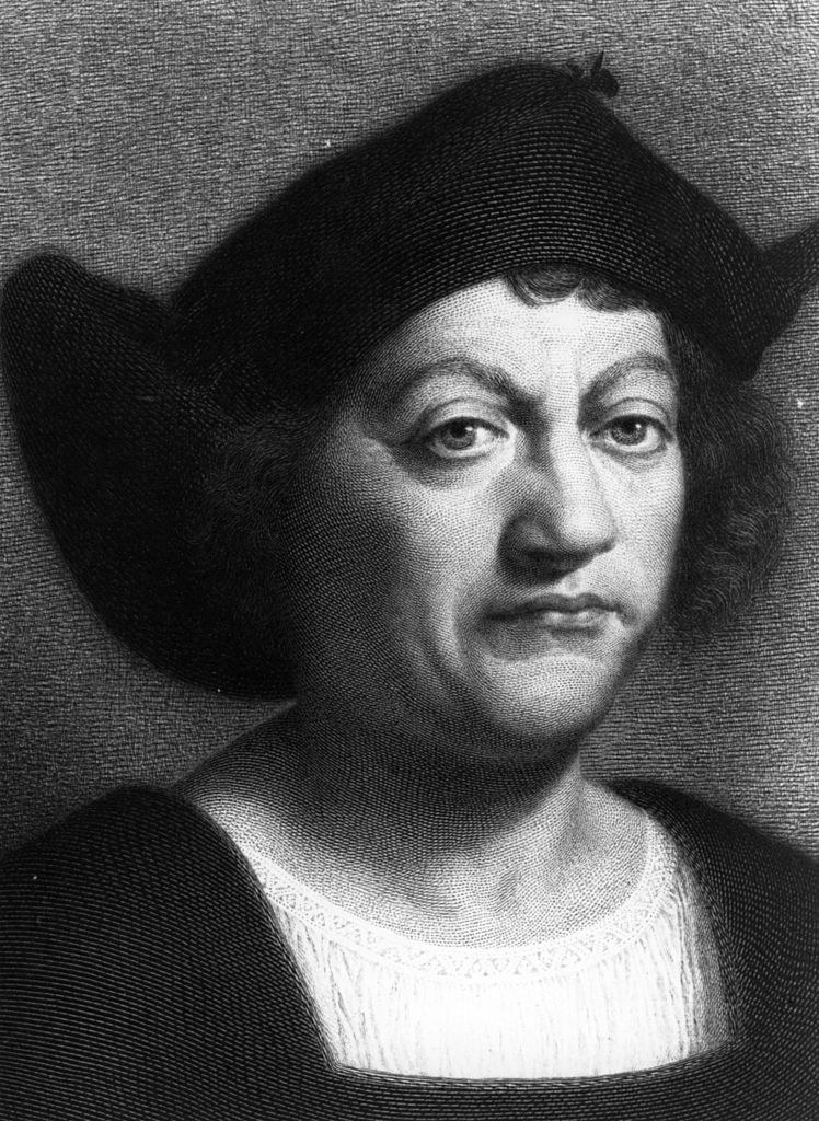 A portrait of Columbus wearing a hat