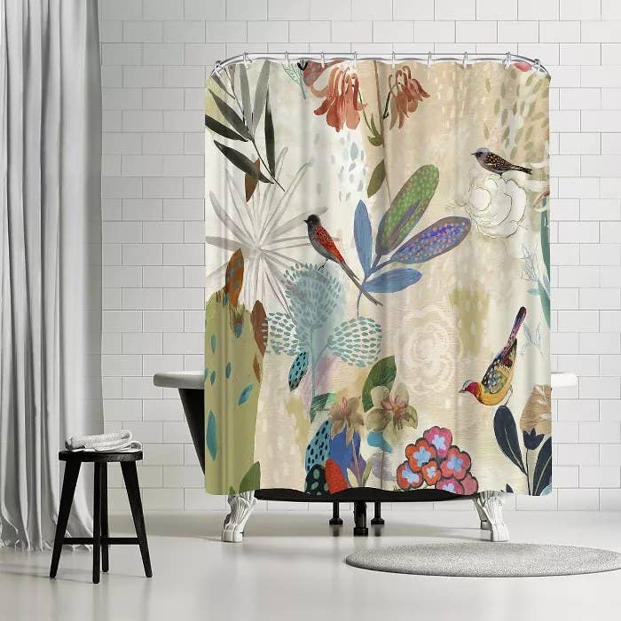 The floral shower curtain