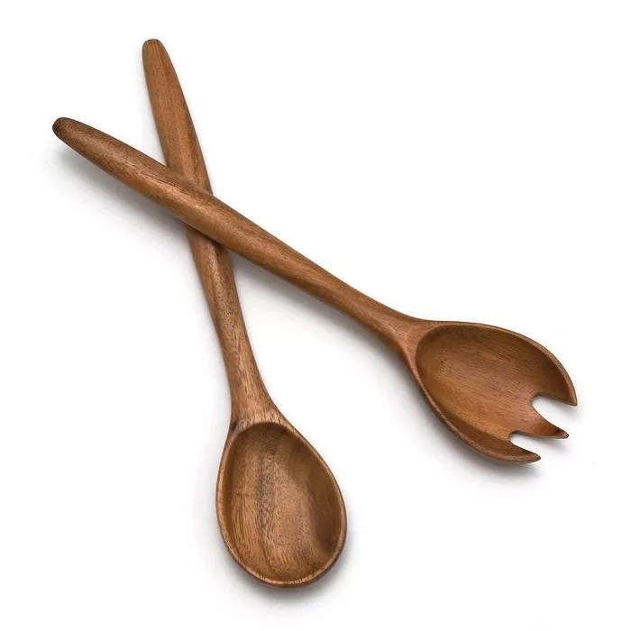 The wooden salad servers