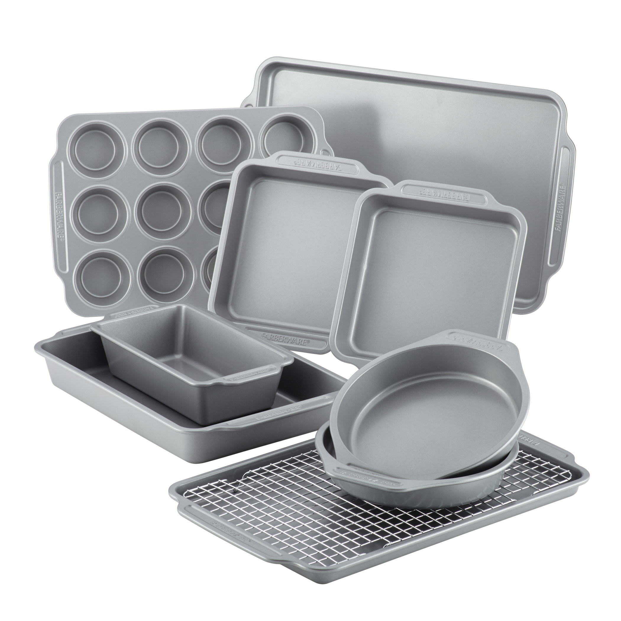 The ten-piece nonstick bakeware set and cooling rack