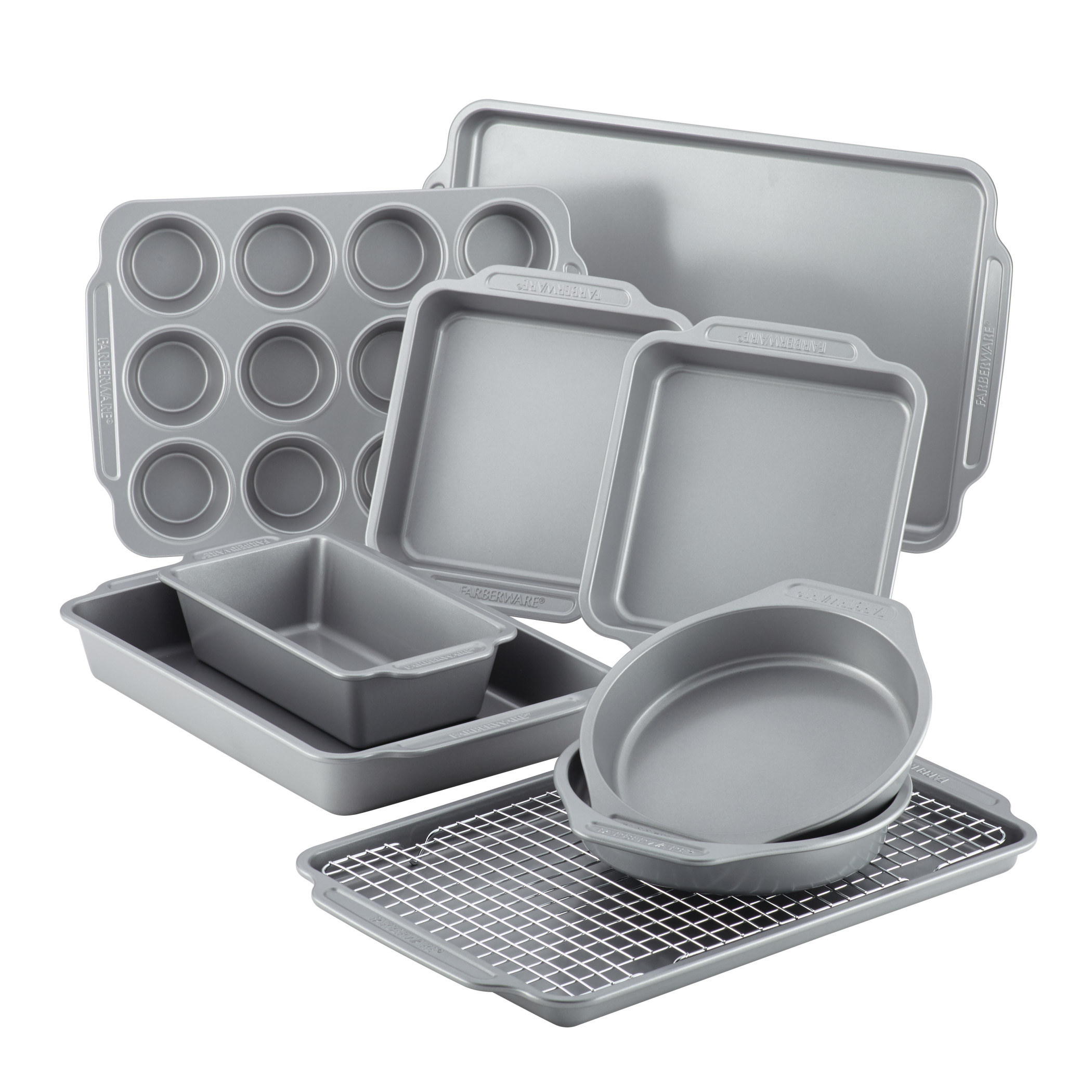 The ten-piece nonstick bakeware set and cooling rack