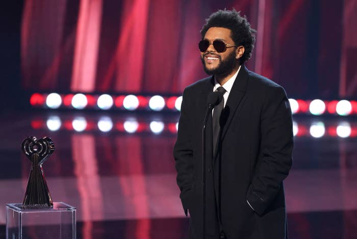 The Weeknd accepts the Male Artist of the Year onstage at the 2021 iHeartRadio Music Awards at The Dolby Theatre in Los Angeles, California, which was broadcast live on Fox on May 27, 2021