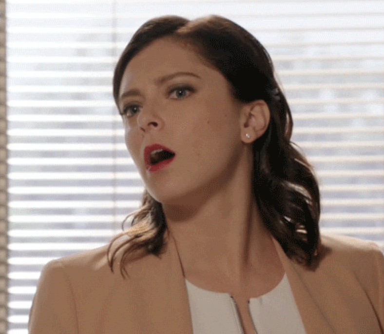 Surprised and curious Rachel Bloom