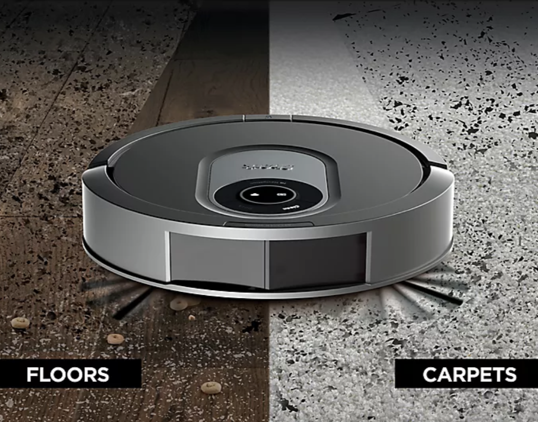 The robo vac on carpet and hardwood floors