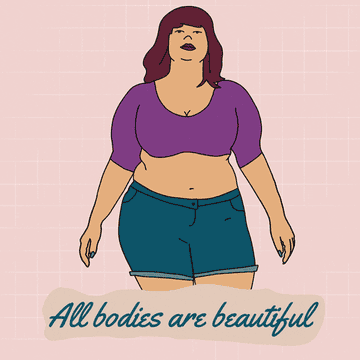 Depiction of different women saying &quot;All bodies are beautiful.&quot;
